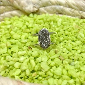 Kendra Scott Elyse Silver Ring in Platinum Drusy Size 7